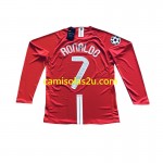 Camisolas de futebol Manchester United Cristiano Ronaldo 7 Champion League 2007 Retro Equipamento Principal Manga Comprida